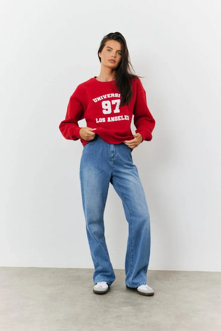 Sale Fits 97 Printed Varsity Sweatshirt Red