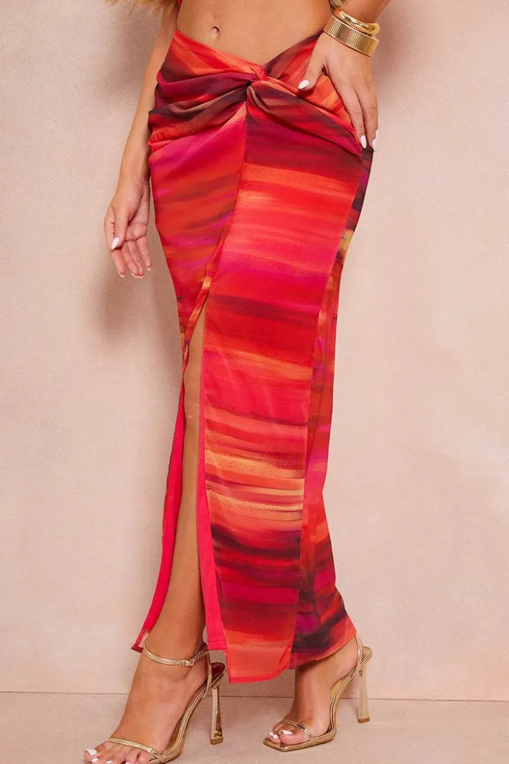 Sale In the Style Abstract Co-Ord Maxi Skirt Print