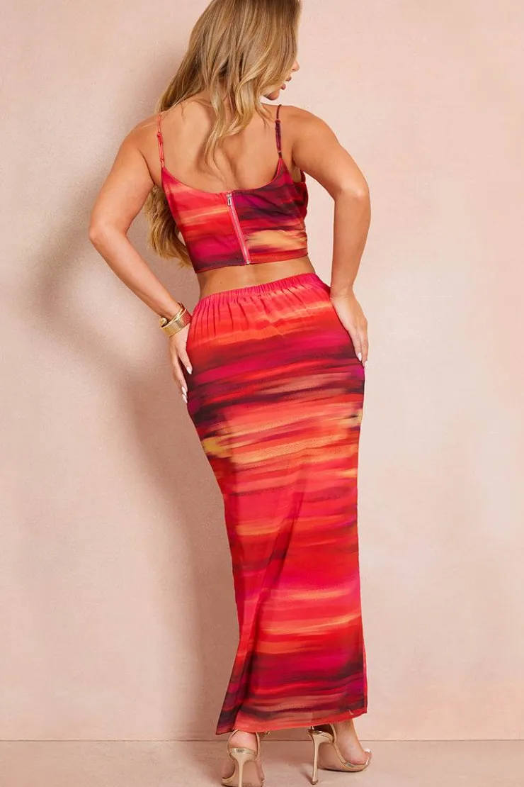 Sale In the Style Abstract Co-Ord Maxi Skirt Print