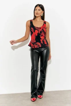 Best In The Style Abstract Scoop Cami Top Red