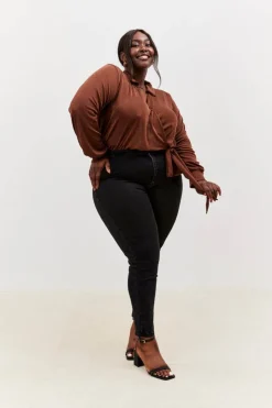 Sale In the Style Acetate Slinky Bodysuit Chocolate