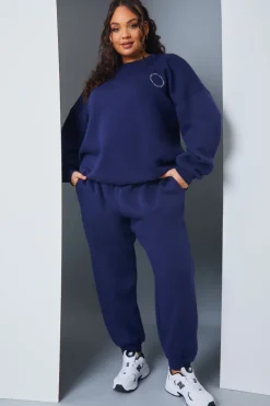 Clearance In the Style Active' Circle Slogan Sweater Navy