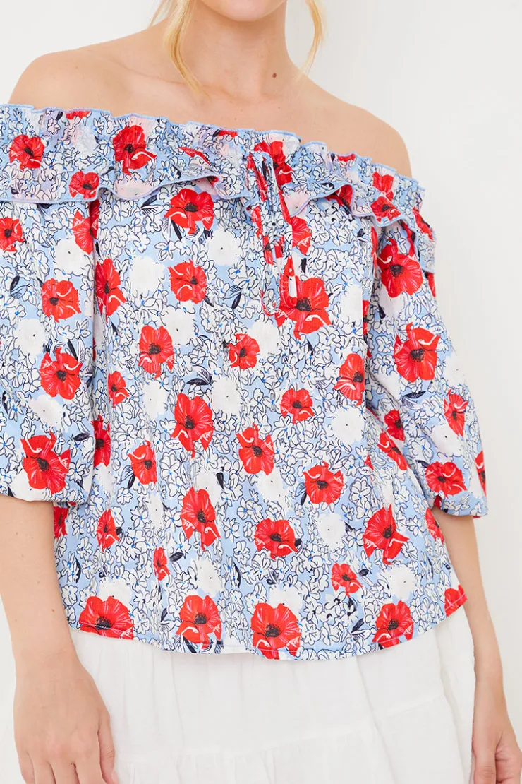 Sale In the Style Ascot Blouse Blue