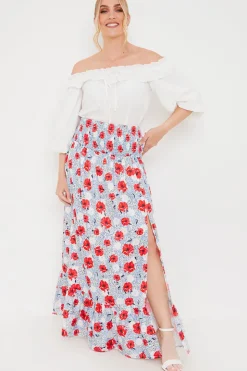 Hot In the Style Ascot Skirt Blue