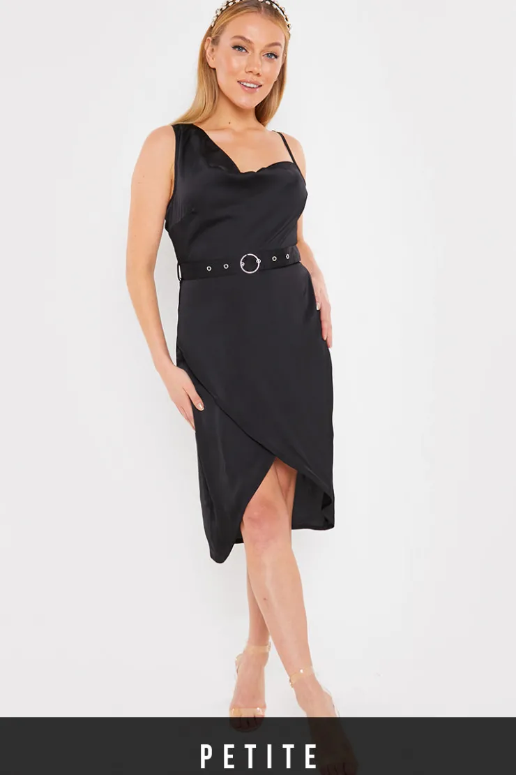Hot In the Style Asymmetric Cowl Neck Dress Black