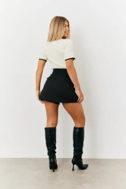 Sale In the Style Asymmetric Hem Skort Black