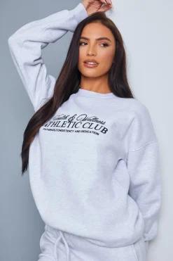 Clearance In the Style Athletic Club' Slogan Oversized Sweater