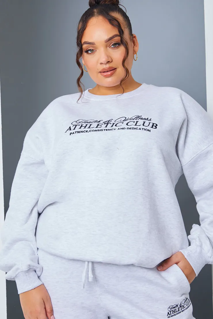Clearance In the Style Athletic Club' Slogan Oversized Sweater