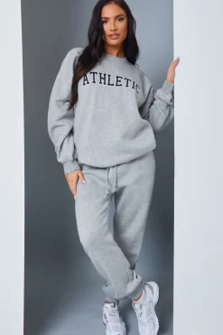 Best In the Style Athletic' Slogan Sweater Grey