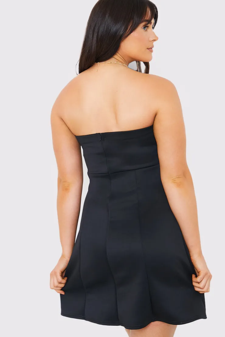 Clearance In The Style Bandeau A Line Mini Dress Black