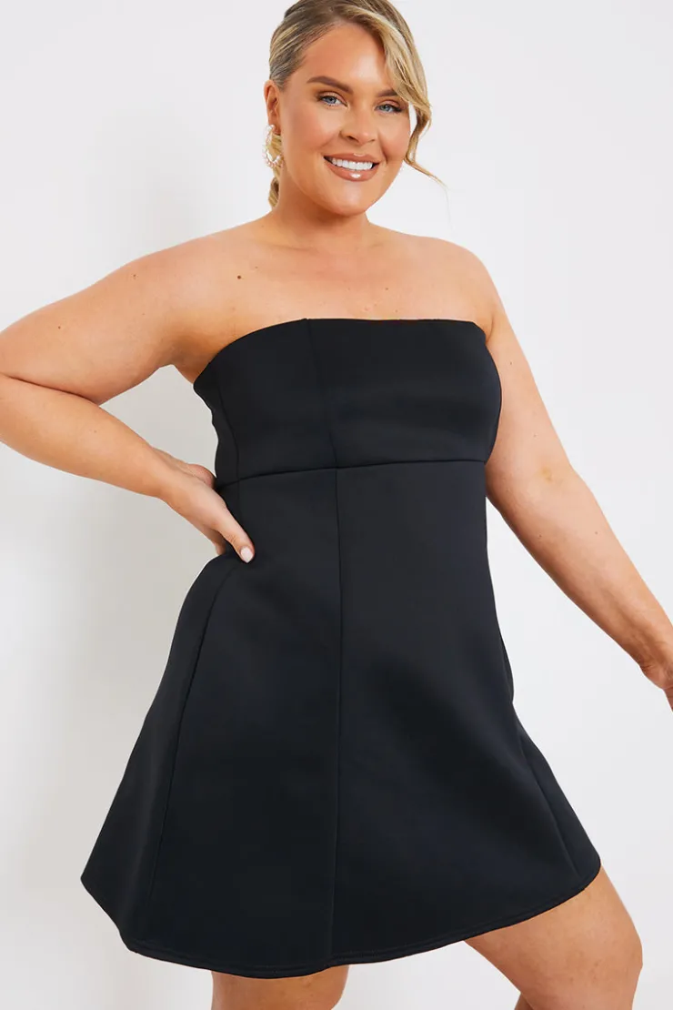 Clearance In The Style Bandeau A Line Mini Dress Black