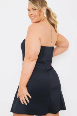 Clearance In The Style Bandeau A Line Mini Dress Black