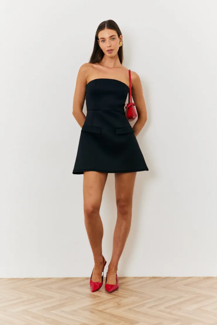 In The Style Bandeau Pocket Detail Mini Dress Black
