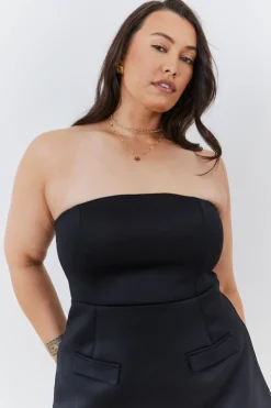 In The Style Bandeau Pocket Detail Mini Dress Black
