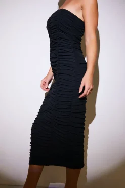 Clearance Glowy By Chloe Bandeau Ruched Midaxi Dress Black