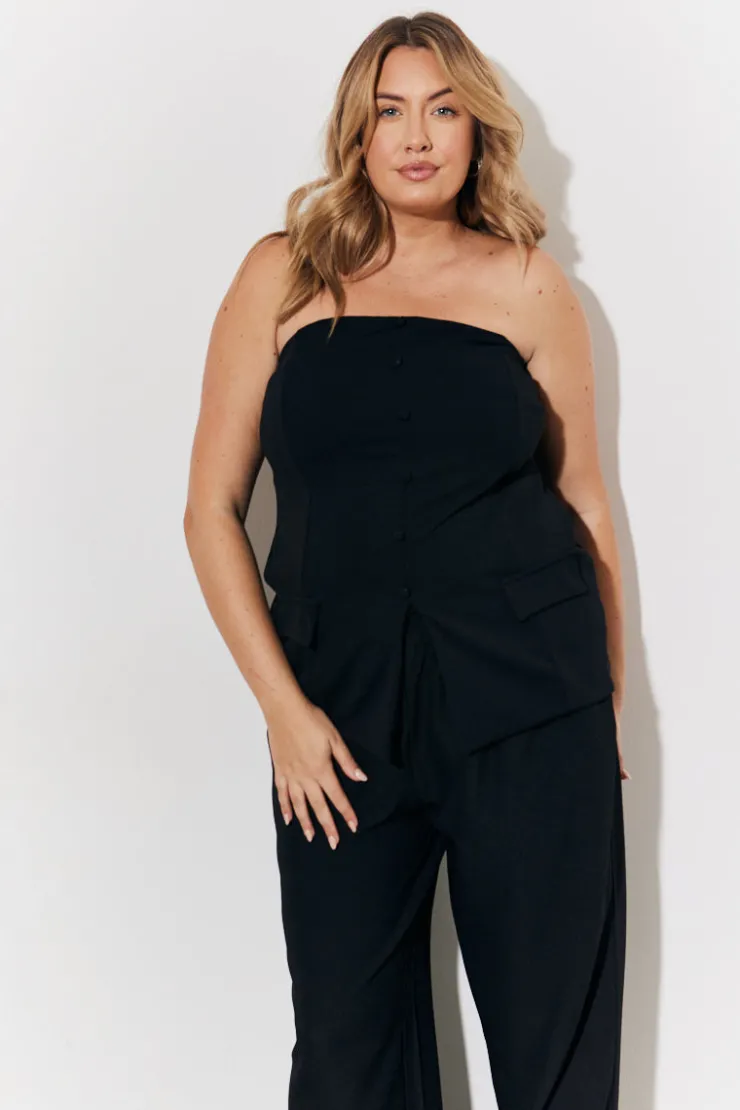 Outlet In The Style Bandeau Waistcoat Black