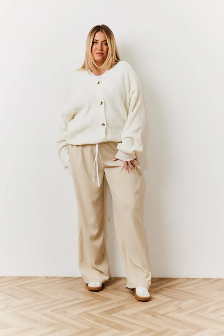 Discount In The Style Waistband Detail Tailored Trouser Beige