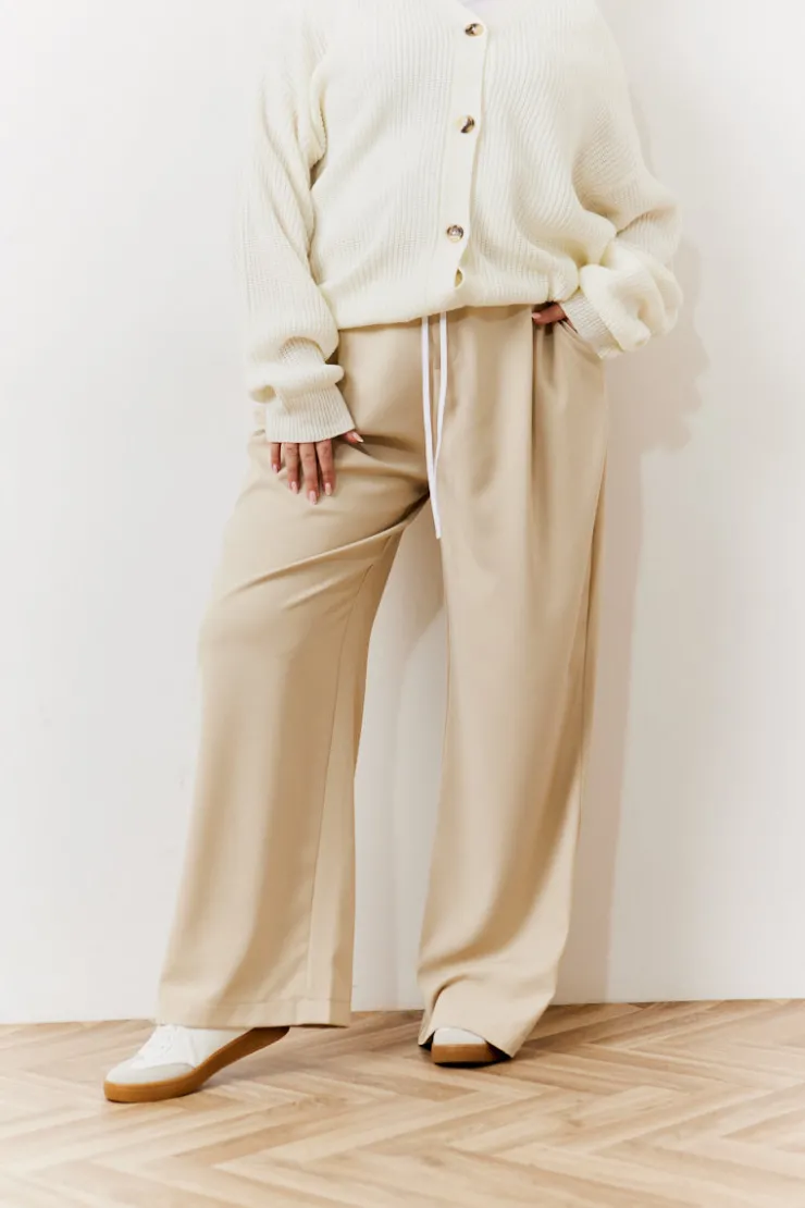 Discount In The Style Waistband Detail Tailored Trouser Beige