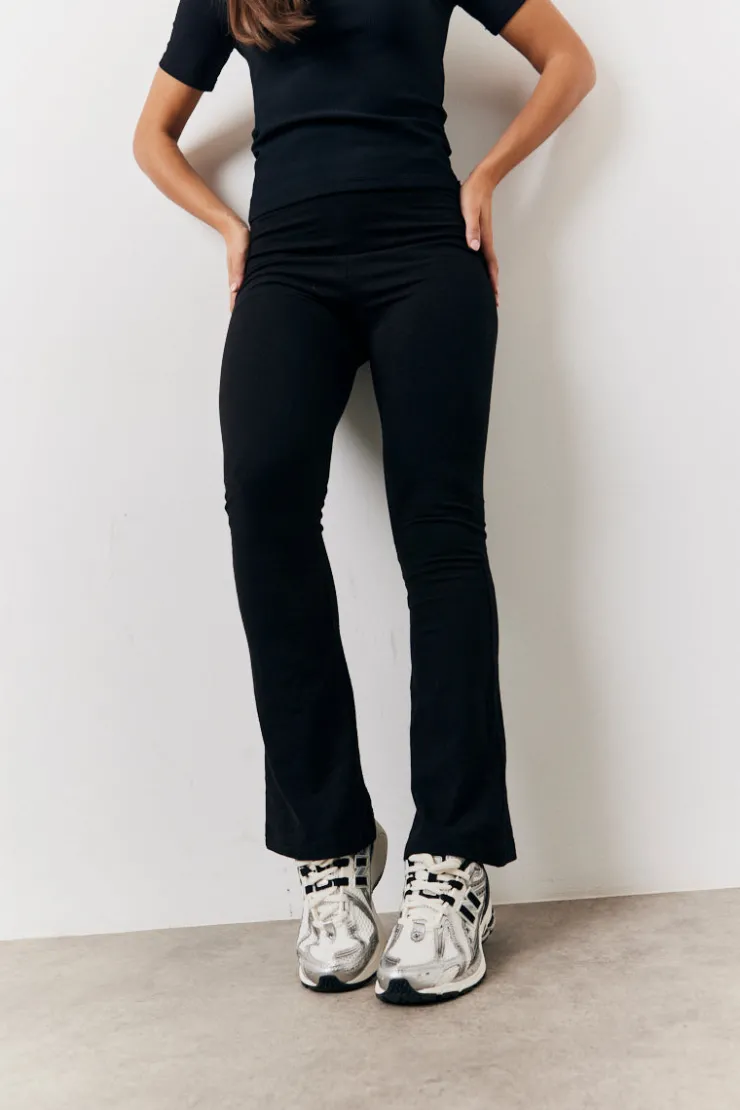 Hot In The Style 2 Pack Jersey Kickflare and Legging Black