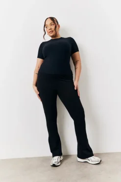 Hot In The Style 2 Pack Jersey Kickflare and Legging Black