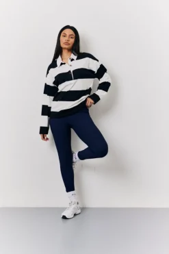 Hot In The Style Black & White 90's Stripe Long Sleeve Rugby Shirt Multi