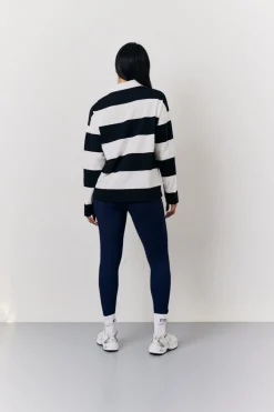Hot In The Style Black & White 90's Stripe Long Sleeve Rugby Shirt Multi