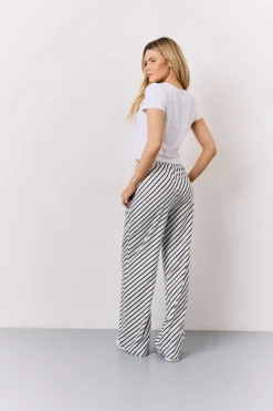 Best In The Style Black & White Striped Drawstring Trouser Multi