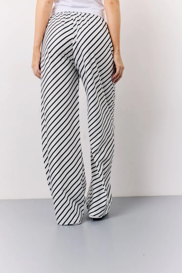 Best In The Style Black & White Striped Drawstring Trouser Multi