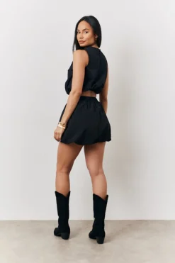 Online In The Style Balloon Co-Ord Mini Skirt Black