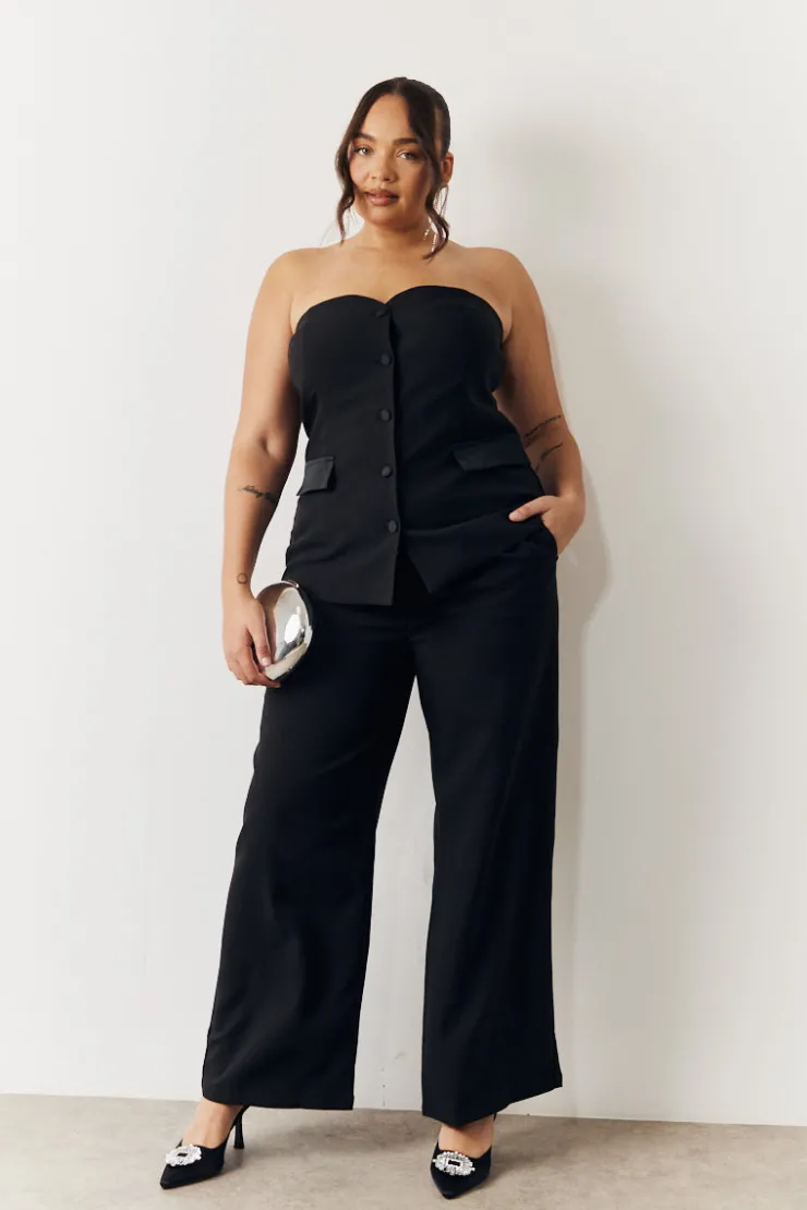 Sale In the Style Bandeau Sweetheart Neckline Waistcoat Black