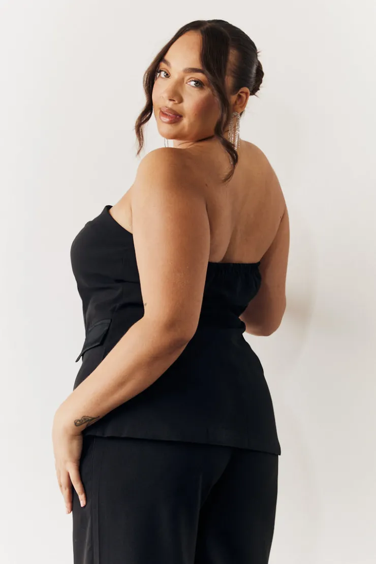 Sale In the Style Bandeau Sweetheart Neckline Waistcoat Black