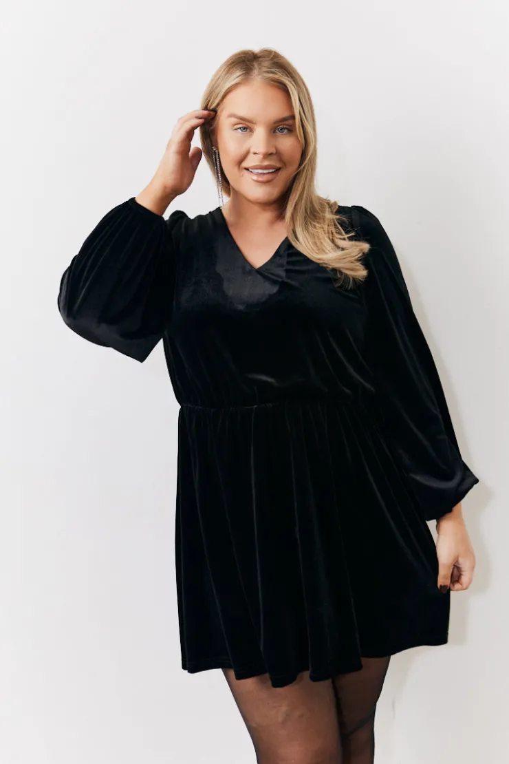 Discount In the Style Bow Back Velour Mini Dress Black