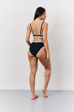 New Fits Contrast Binding Plunge Bikini Top Black
