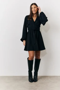 Best In the Style Drape Detail Mini Dress Black