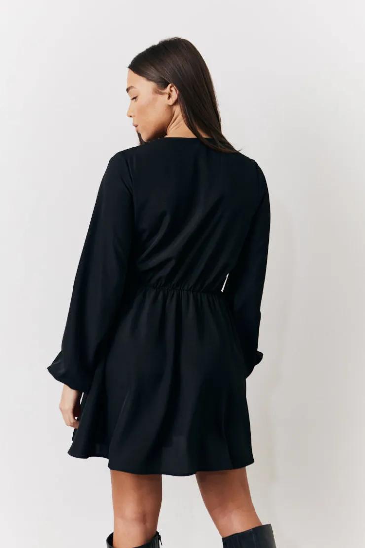 Best In the Style Drape Detail Mini Dress Black