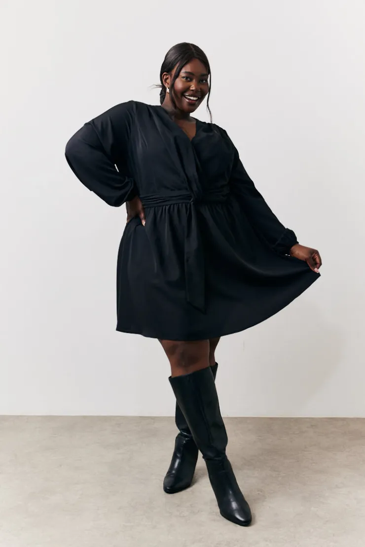 Best In the Style Drape Detail Mini Dress Black