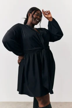 Best In the Style Drape Detail Mini Dress Black