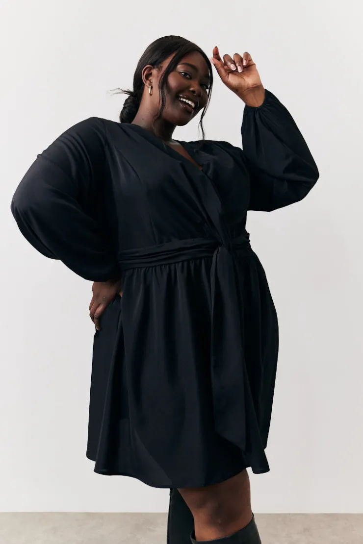 Best In the Style Drape Detail Mini Dress Black