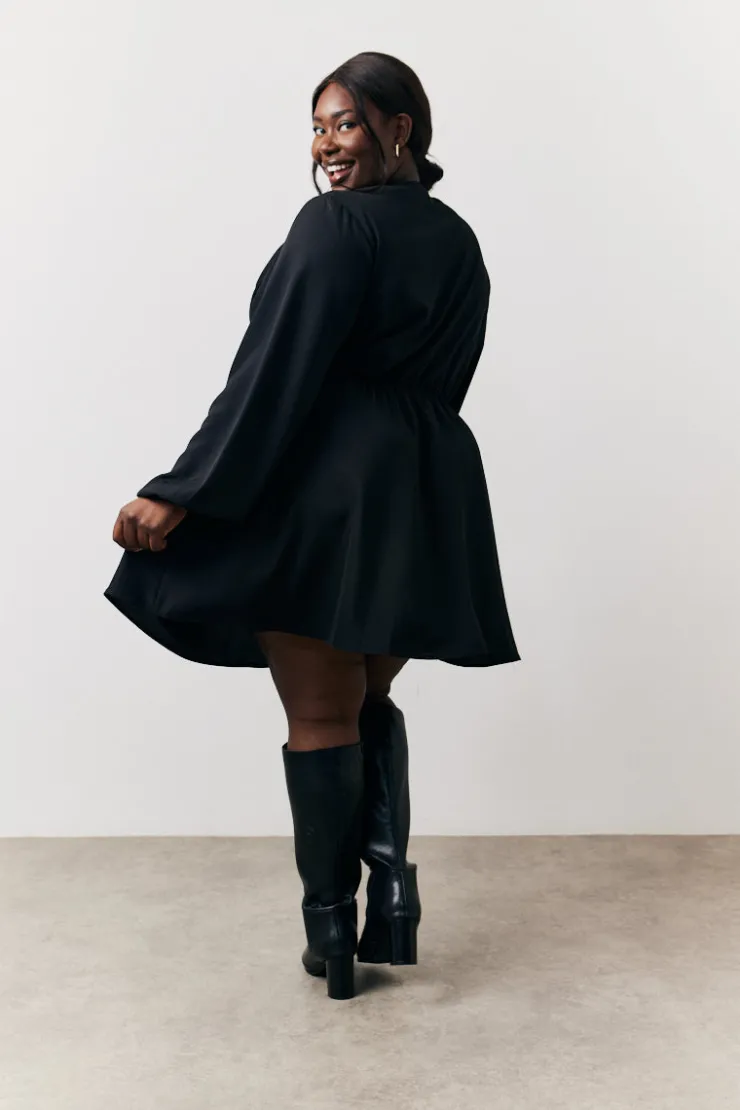 Best In the Style Drape Detail Mini Dress Black