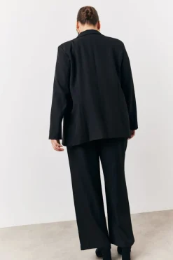 Best In The Style Elasticated Waist Wide Leg Trouser Black