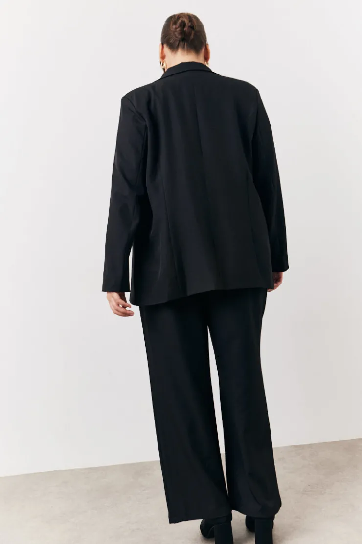 Best In The Style Elasticated Waist Wide Leg Trouser Black