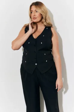 In the Style Embellished Waistcoat Black