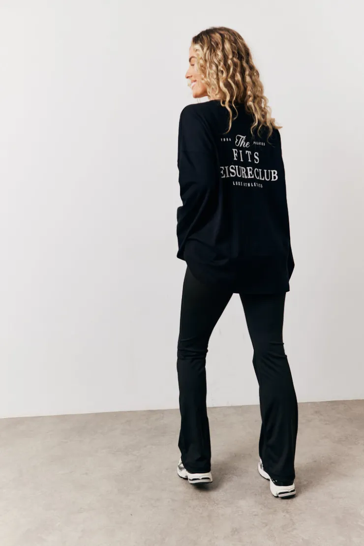 Discount Fits Leisure Club Graphic Oversized Long Sleeve T-Shirt Black