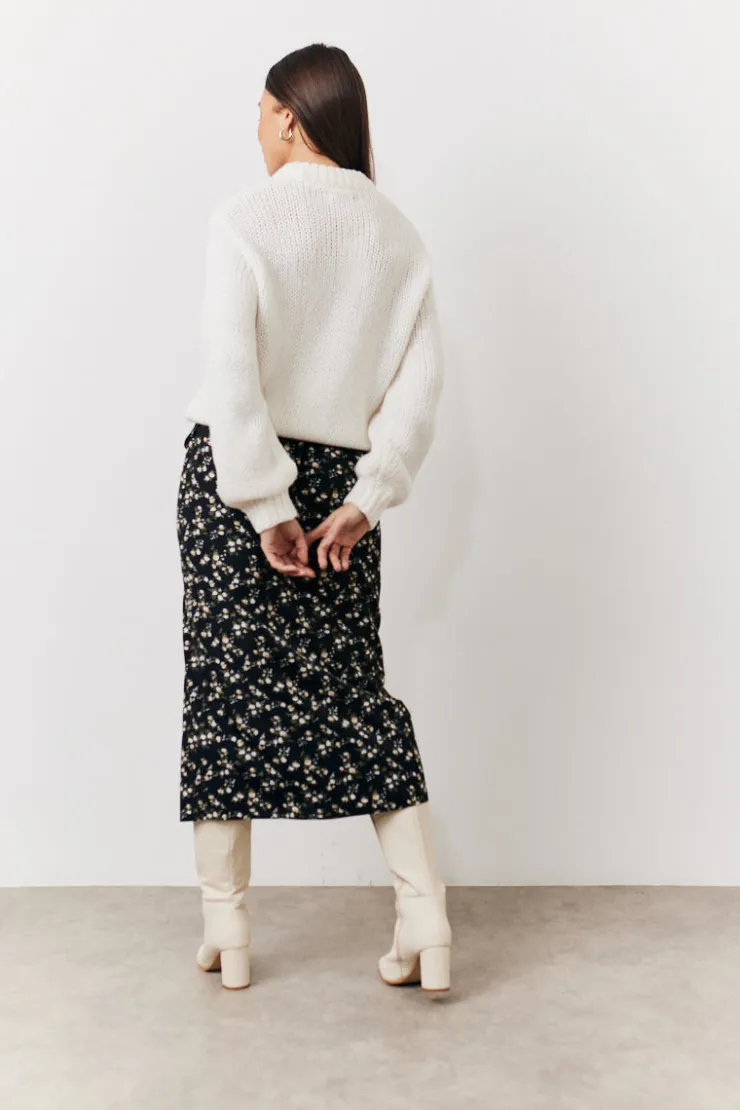Clearance In the Style Black Floral Wrap Midi Skirt Multi