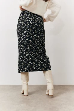 Clearance In the Style Black Floral Wrap Midi Skirt Multi