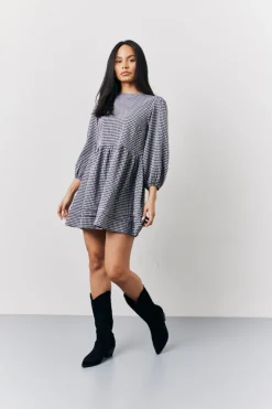 Discount In the Style Gingham Mini Smock Dress Black
