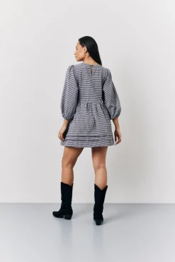Discount In the Style Gingham Mini Smock Dress Black