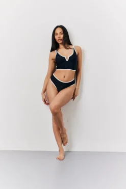 New Fits High Thigh Boomerang Bikini Bottoms Black