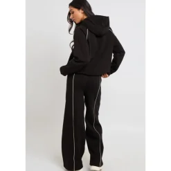 Urban Bliss Black Piped Wide Leg Joggers