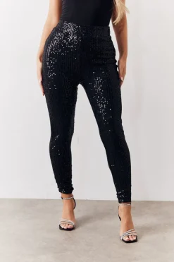 Clearance In the Style Black Premium Sequin Leggings
